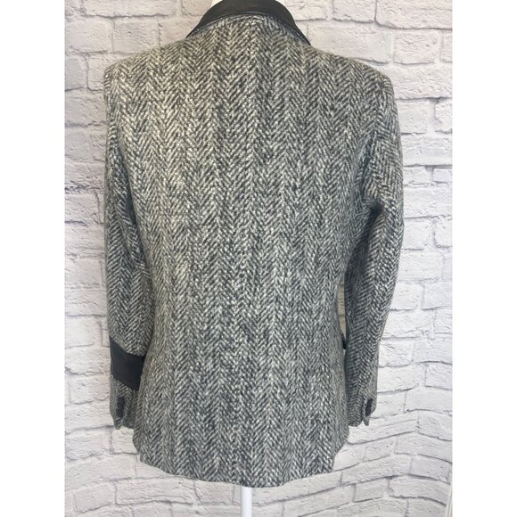 Laveer Tweed Pattern Blazer Jacket Double Breasted Black and Grey Color Size 10 - Picture 2 of 9